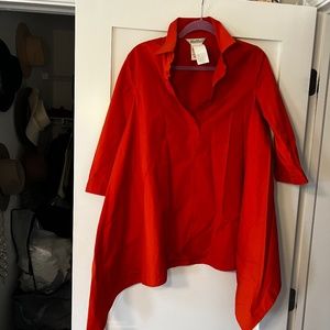 MaxMara tunic- orange blouse- asymmetrical hem